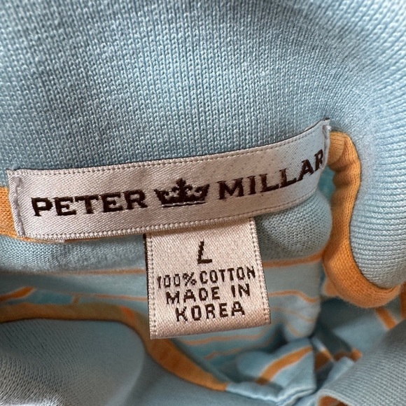 Peter Millar Men’s Blue Orange Striped 100% Cotton Short Sleeves Polo Shirt L - Picture 12 of 12